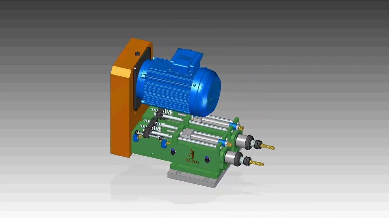 SD5A+SD5A Twin Drilling Spindles with Pneumatic Feed (翰坤雙軸鑽孔動力頭)