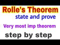 rolle's theorem | रोले की प्रमेय || state and prove rolle's theorem | bsc/b.tech maths