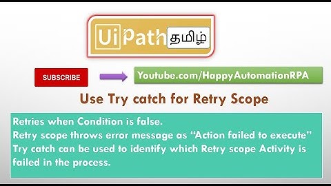 UiPath Tamil - Try Catch for RetryScope Activity