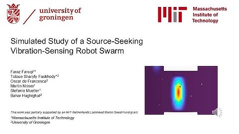 Simulated Study of a Source-Seeking Vibration-Sensing Robot Swarm