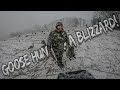 Goose hunting in a blizzard