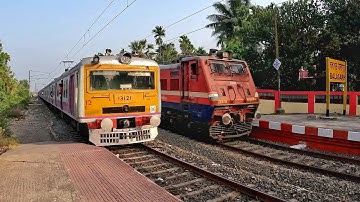 Perfect Train Crossing with Intercity vs Local Train Furious Zing at Rail Platform : Indian Railways
