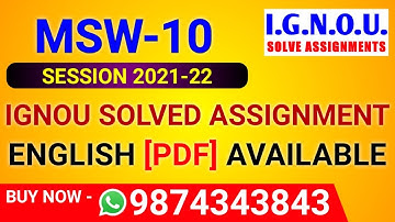 MSW-010 Solved Assignment 2021-22 in English, MSW 10 Solved Assignment 2022, MSW-010 Assignment