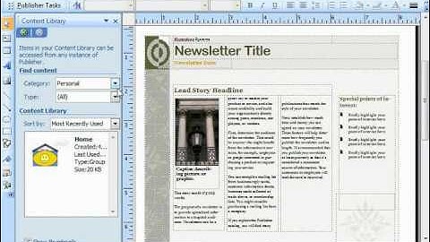 Publisher 2003 Tutorial Using the Content Library 2007 Microsoft Training Lesson 9.5