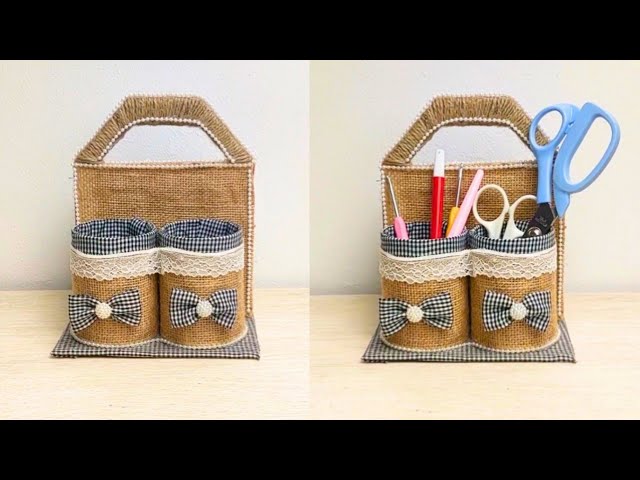 Cesta DIY con cartón, tela y cuerda - elizabethjoandesigns.com - DIY  Cardboard Box into Rope Basket