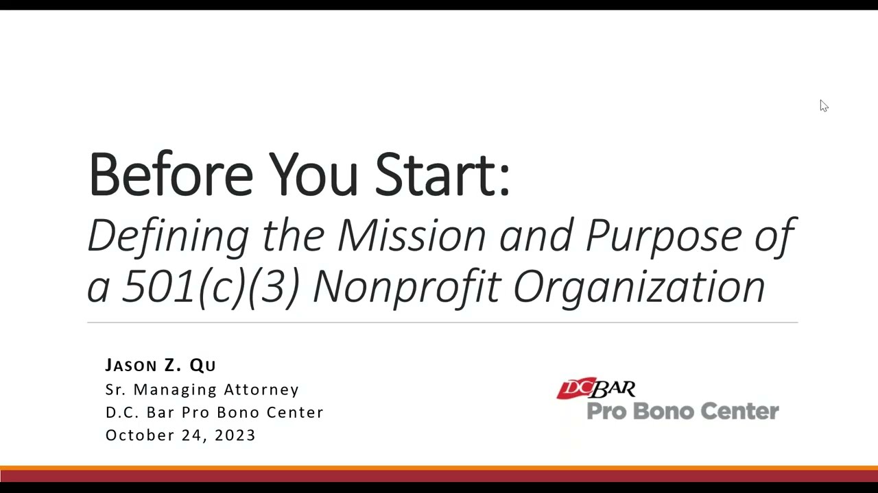 Before You Start - Defining the Mission and Purpose of a 501c3 Nonprofit Organization