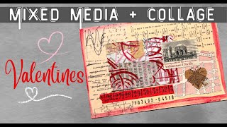 Mixed media collage art tutorial ❤️ Paper craft Valentines