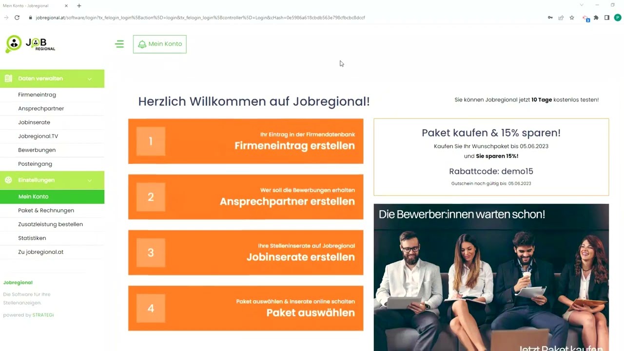 Schritt 2: Firmeneintrag auf Jobregional erstellen