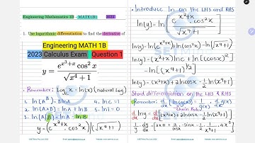 Engineering Mathematics 1B  Calculus Exam Solved | Question 1| Logarithmic Differentiation | SETMind