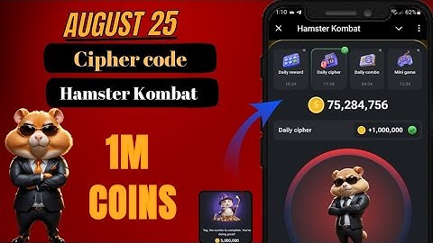 25 August Hamster kombat Daily Cipher Code | #hamsterkombat