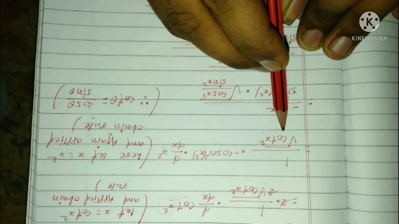 math class 12th chapter 5.2 qns no7 differentiation 2root under cot X
