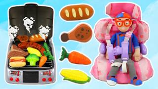 Blippi Goes Camping & Cooks A Huge Meal On The Toy BBQ Grill!