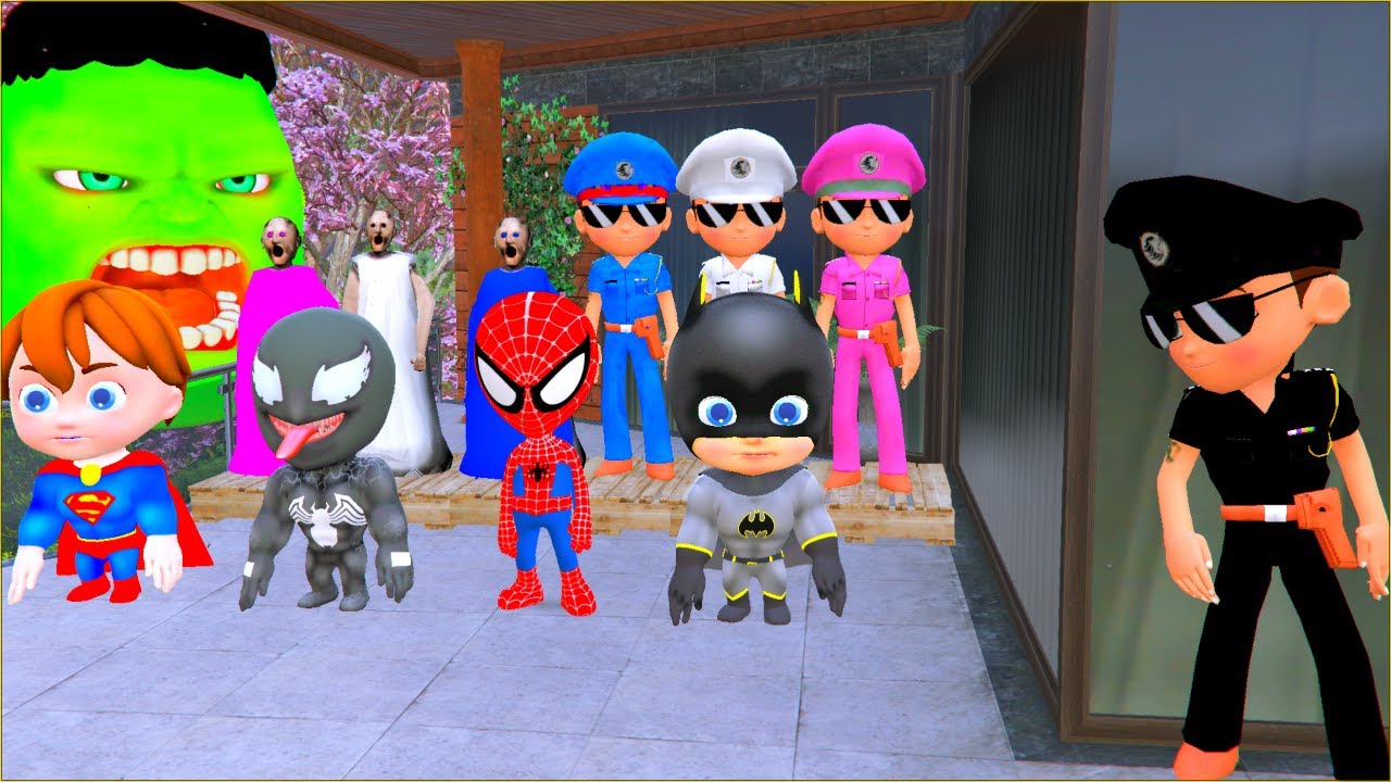 LITTLE SINGHAM, COLOURFULL GRANNY, BATMAN SPIDERMAN PLAYING HIDE AND SEEK IN GTA 5