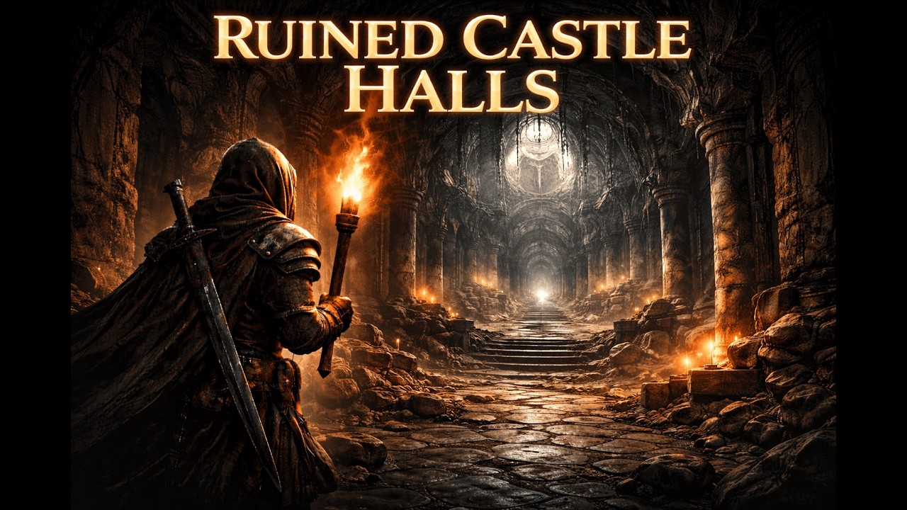 Ruined Castle Halls ⚔️ | Dark Fantasy D&D Ambient with Tension & Drums
