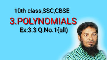 10th class SSC,CBSE (POLYNOMIALS)Ex:3.3Q.No.(1all bits)left:Roshan Sir