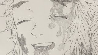 煉獄杏寿郎 の笑顔を描く。模写・シャープペン画。鬼滅の刃【DEMON SLAYER 】RENGOKU  KYOUZYUROU　drawing 再編集バージョン