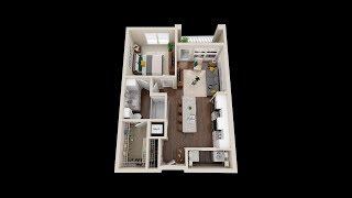 The POINTE Floor Plan: 1 Bed / 1 Bath Apartment Home at The Ravelle at Ridgeview