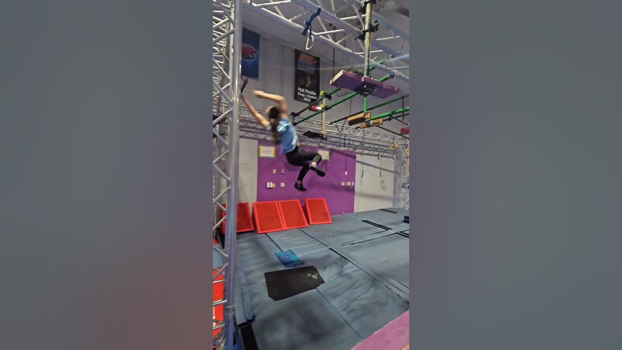 Parkour girl giving a little preview of her next project at the ninja