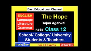 The Hope, Class 12 English RBSE, Summary & Critical in Hindi Question Ans, Rajasthan Board Exam