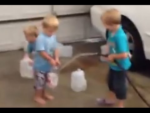 Water Disaster in Garage - Family Fun Pack Old Videos!