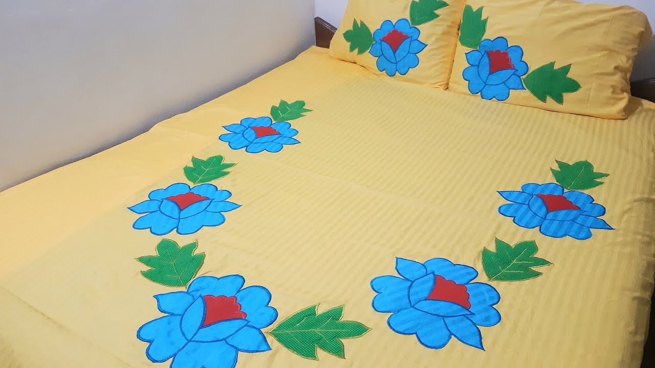 Beautiful applique design for bedsheet Machine applique bedsheet 