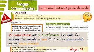 Cours de français : La nominalisation à partir du verbe