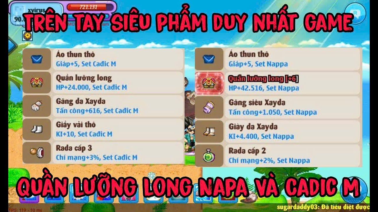 Ngọc Rồng Online - Trên Tay Siêu Phẩm Quần Lưỡng Long Napa Và Quần Lưỡng Long Cadic M Độc Nhất Game