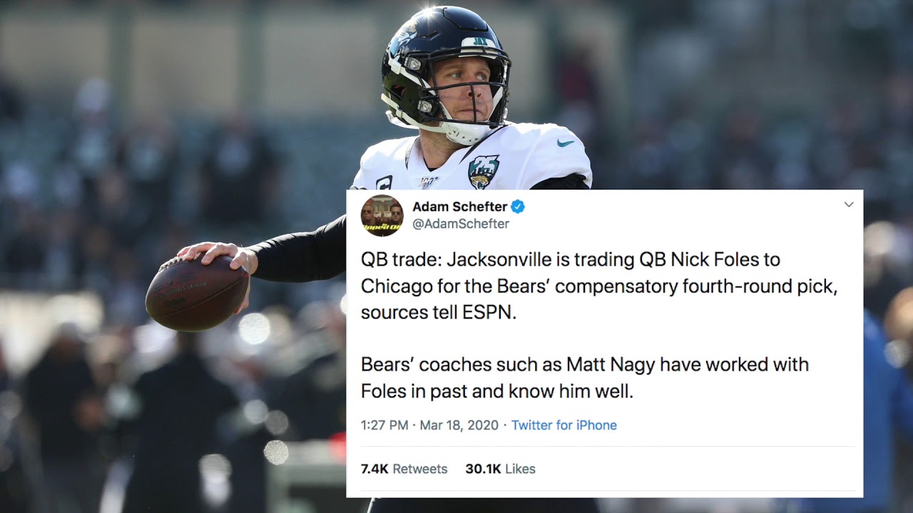 Report: Jaguars Trade Nick Foles To Bears