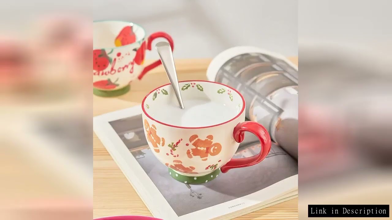 480ml Christmas Coffee Cups Gingerbread Man Ceramic Mugs Breakfast Mug Milk Mugs Microwave Heated Oa