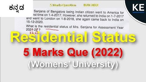 Residential Status | B com/ BBA | 5 Marks | 2022  Que. paper Women