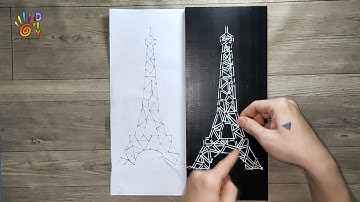 HƯỚNG DẪN LÀM TRANH CHỈ ĐINH THÁP EIFFEL ĐƠN GIẢN | HOW TO DO STRING ART
