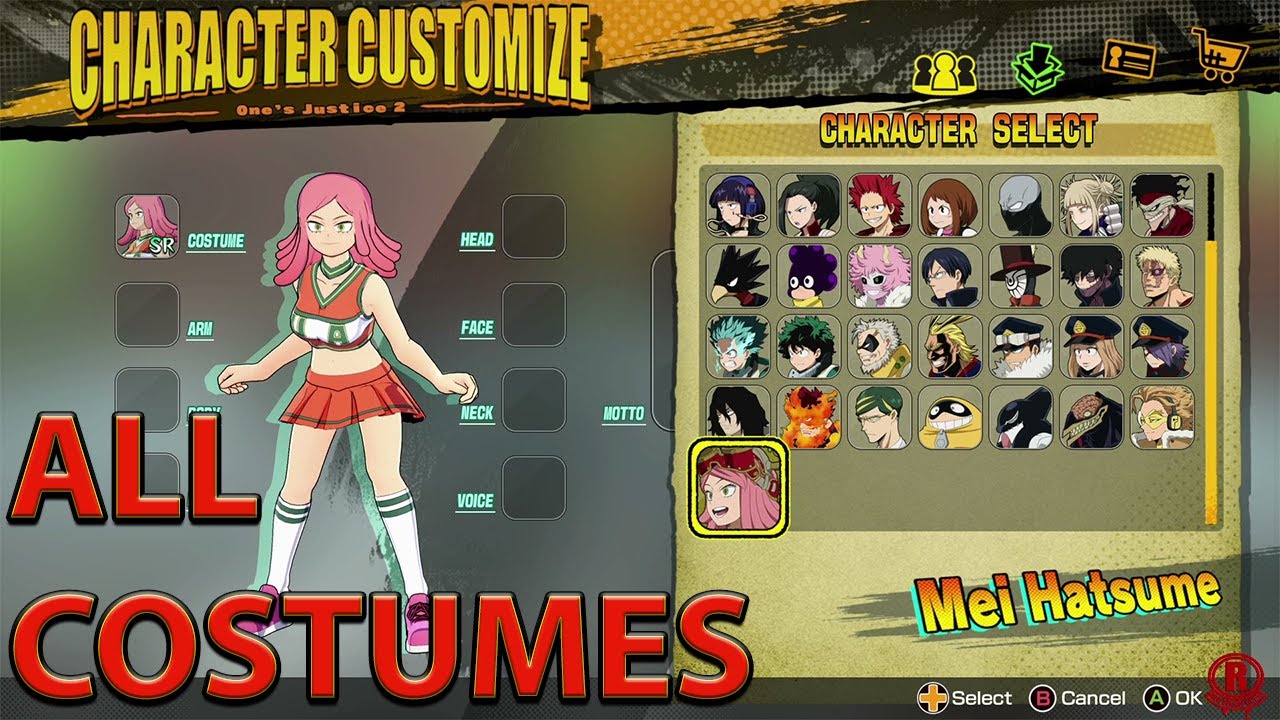 My Hero One's Justice 2 - All Characters Costumes + DLC (Mei Hatsume