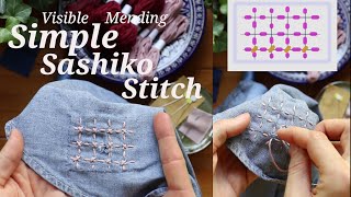 Visible Mending with Simple Sashiko Stitching + Patching