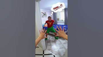 RONALDO Siuuu... Soccer Ball vs CRAZY Girl! #shorts #funny #ronaldo #siuuuuu #soccer #comedy #cr7