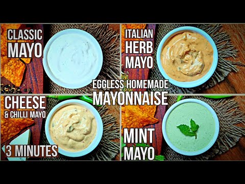 4 Eggless Mayonnaise Dips -JUST 3 MINUTES in Mixie Recipe