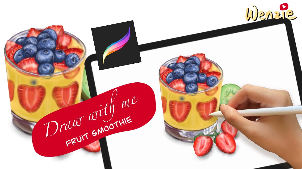[Procreate Drawing Tutorial]Draw Fruit Smoothie with Procreate and iPad ...