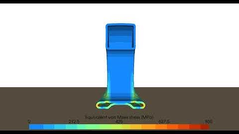 Finite element simulation of a flat tyre rolling onto a flat surface - Vertical cut view.