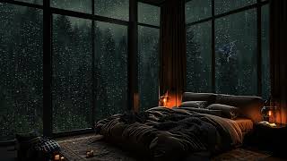 Goodbye Stress to Sleep Soundly with Heavy Rain, Wind & Intense Thunder Sounds on Window at Night