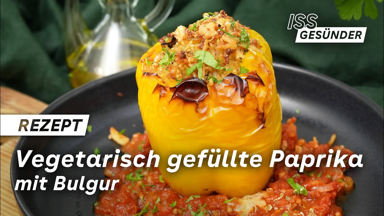 Rezept für vegetarisch gefüllte Paprika mit Bulgur | AOK