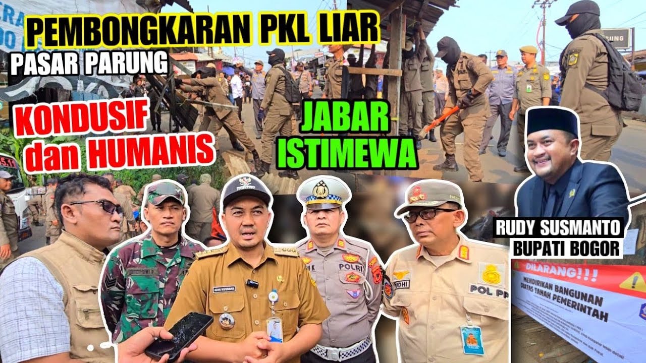 BONGKAR💥PKL LIAR PASAR PARUNG BOGOR RATA DENGAN TANAH💥PEMBONGKARAN DI PASAR PARUNG BERJALAN LANCAR
