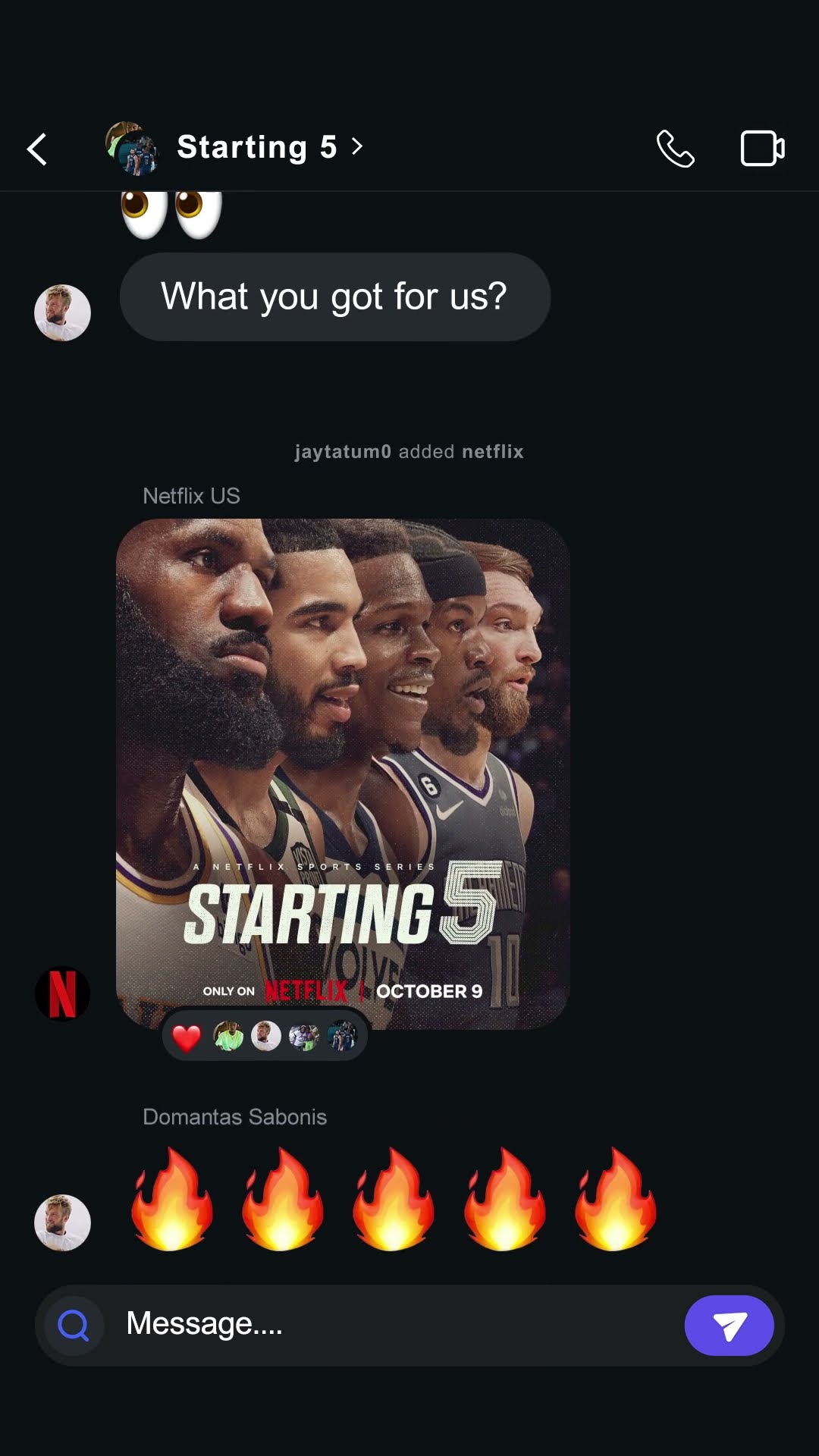 STARTING 5, a new netflix sports series is coming october 9