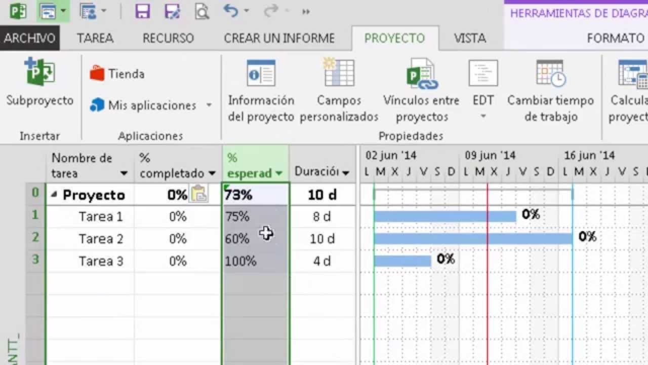 % porcentaje completado esperado según el programa en 