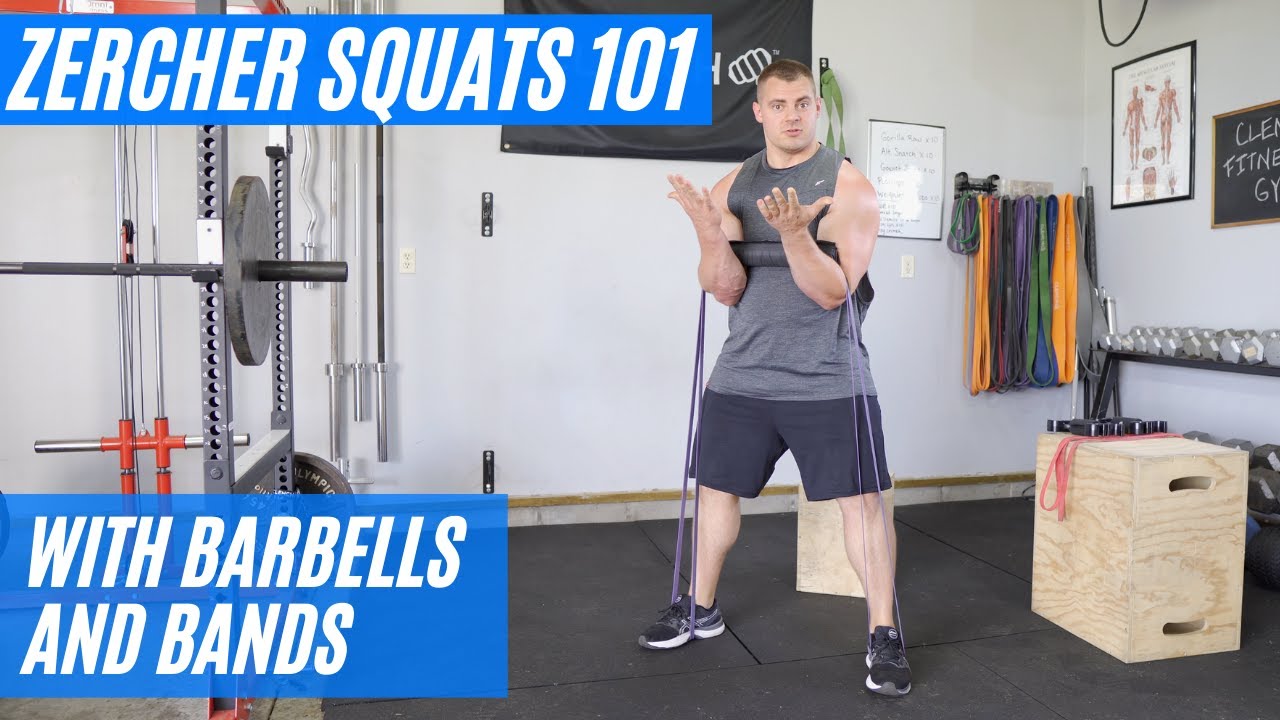 Band Zercher Squat - The Zercher Squat with Barbell or Bands. - YouTube