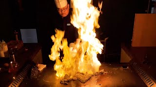 An overwhelming fire show! Amazing Skill of Teppanyaki