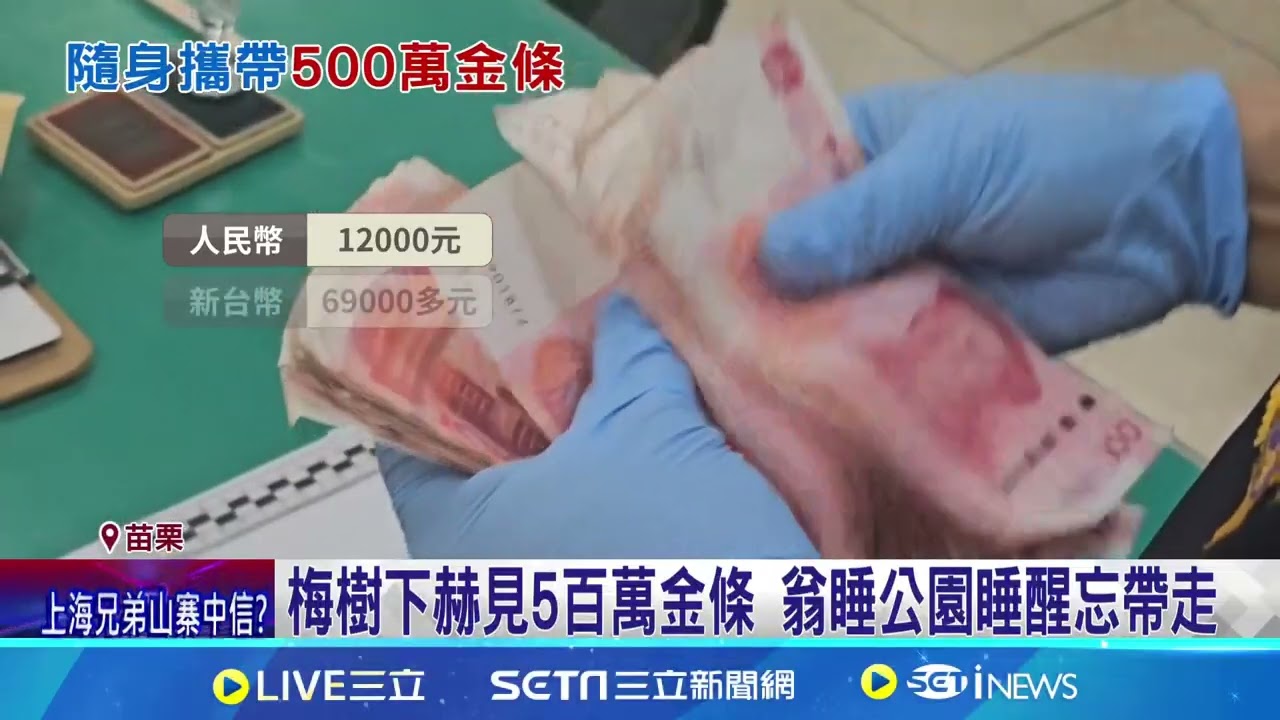5百萬金條.鈔票丟梅樹下 獨居翁露宿睡醒忘帶走 沒人敢撿 幸運完整重回老翁手中｜三立新聞網 SETN.com