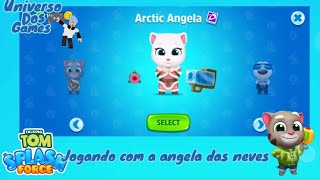 jogando com a angela da neve ❄️ talking tom splash force universo dos games 🎮