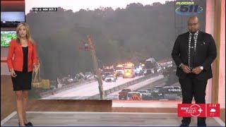 Truck flips off of interstate, crash shuts down 95S