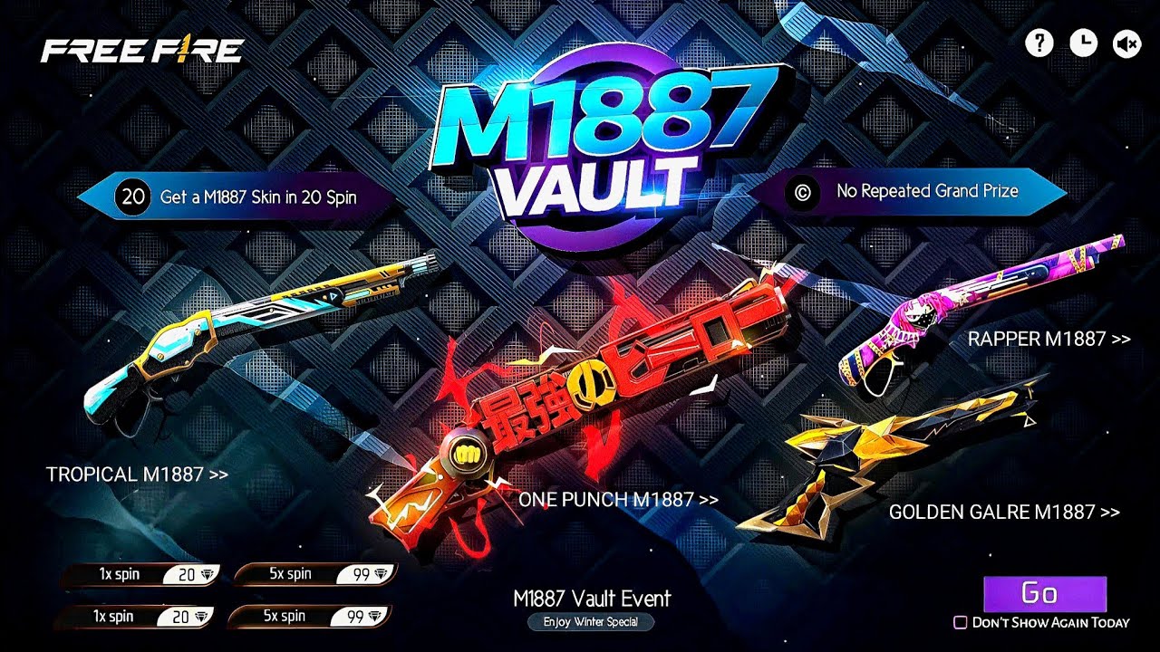Legendary M1887 Return 💥 M1887 Skin Return 🤯🥳| free fire new event | ff new event | new event