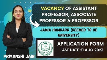 Vacancy of Assistant & Associate Professor | Jamia Hamdard | Priyanshi Jain | Forensic Science
