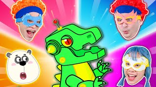 Scary Dino Robot Song VS Four Elements + More Funny Kids Songs and Nursery Rhymes #kids